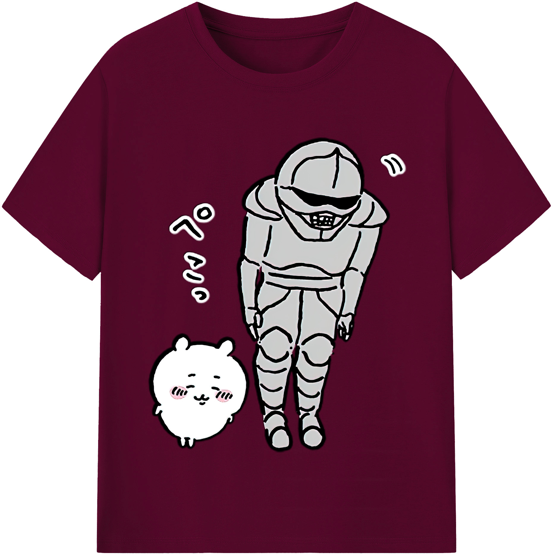 （画像用） ちいかわ 労働の鎧さん Chii-kawa Mr. Armor of Labor レディースカジュアルプリントTシャツ（綿100％）